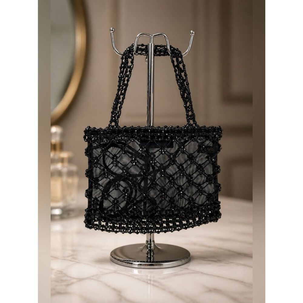 Black Beaded Shoulder Bag